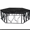 Modern Octagonal Coffee Table with Black Marble Top and Geometric Metal Base 3d model