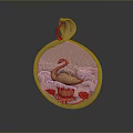 Elegant Gold Pendant Necklace With Intricate Swan Carving And Lotus Design