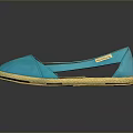 Women's Blue Casual Canvas Flat Shoes With Beige Sole And Open Side Design