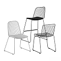 Modern Metal Wire Frame Chairs With Black Gray Seats And Backrest Design