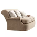 Beige Sectional Sofa with Soft Plush Pillows Comfortable Upholstered Classic Design 3d model
