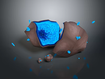 Natural Stone Decorative Ornament Set With Blue Glowing Center And Small Scattered Accents For Home Decor 3d model