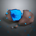 Natural Stone Decorative Ornament Set With Blue Glowing Center And Small Scattered Accents For Home Decor