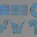 Ancient Style Bronze Wall Decor With Intricate Geometric Patterns And Animal Motifs
