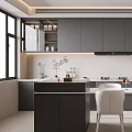 Modern open kitchen 3d model