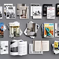 Assorted Design Home Art Magazines And Books With Open Pages And Colorful Covers