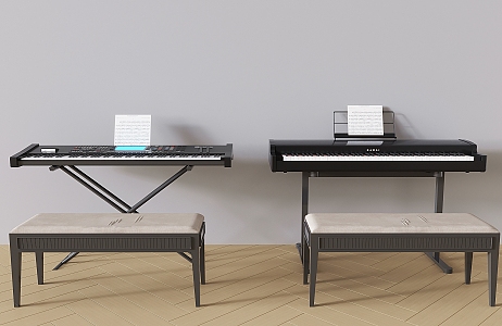 Modern Piano Electronic Piano Stool Music Electric Piano 3d model