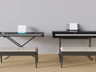 Modern Piano Electronic Piano Stool Music Electric Piano 3d model