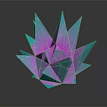 Vibrant Geometric Sculpture With Turquoise Pink Sharp Facets And Glittering Surface
