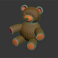 Brown Teddy Bear with Yellow Ears Nose and Paws Sitting on Black Background with Reflection
