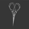 Artistic Intricate Silver Scissors Carving With Ornate Patterns And Detailed Design