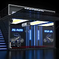 HQ MOTO Motorcycle Showroom Interior Display With Neon Lights And Stand Setup