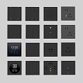 Grey Smart Wall Switches And Sockets With Digital Display Various Designs 3d model
