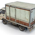 Old Rusty White And Brown Box Truck With Double Doors And Roof Ventilation Unit
