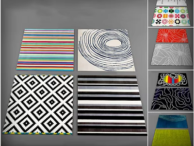 Stylish Square Rugs With Colorful Patterns Geometric Designs And Modern Styles 3d model