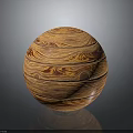 Decorative Wooden Sphere With Natural Wood Grain Pattern And Glossy Finish