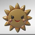 Cute Yellow Sun Shaped Art Installation With Smiling Face And Blush Cheeks 3d model