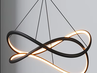 Modern Infinity Shaped Chandelier With Black Frame And Illuminated Light Strips 3d model