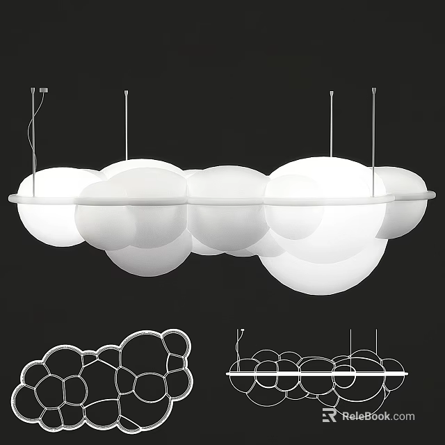 Modern White Spherical Chandelier With Various Design Styles For Interior Decor 3d model