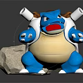 Blastoise 3D Character With Blue Body Brown Shell White Back Cannons And Yellow Belly 3d model