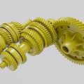 Industrial Equipment Mechanical Components with Yellow Intermeshing Gear Sets and Multiple Gears