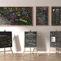 Chalkboard Food Art And Menu Decor With Wall Hangings And Standing Easels