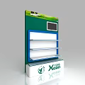 Specialty Store Display Unit With Green Red Design Digital Screen And Multi Layer Shelves 3d model