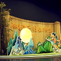 Traditional Dragon Boat Festival Decoration With Zongzi Dragon Boat Full Moon And Bamboo Background