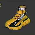 Yellow High Top Sneakers With Black Straps Dynamic RAGE-ZR MILBAR Branding And Chunky Sole Design