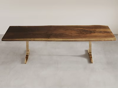 Modern Solid Wood Office Desk with Smooth Surface and Sleek Metal Legs 3d model