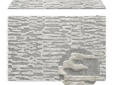 Square Carpet with Gray White Linear Pattern and Soft Textured Surface Design 3d model
