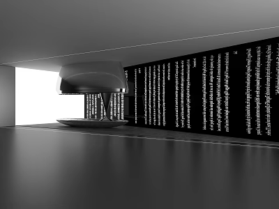 Modern Cultural Center Interior Design With Spacious Text Display Wall And Exhibition Area 3d model