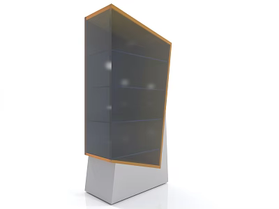 Modern Display Shelf With Orange Frame White Base Multiple Shelves Slanted Structure 3d model