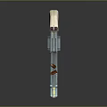 Modern Silver And Maroon Gun With Decorative Details And Floating Elements In 3D Rendering