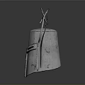 Futuristic Metallic Weapon Helmet With Winged Design Textured Surface And Central Emblem