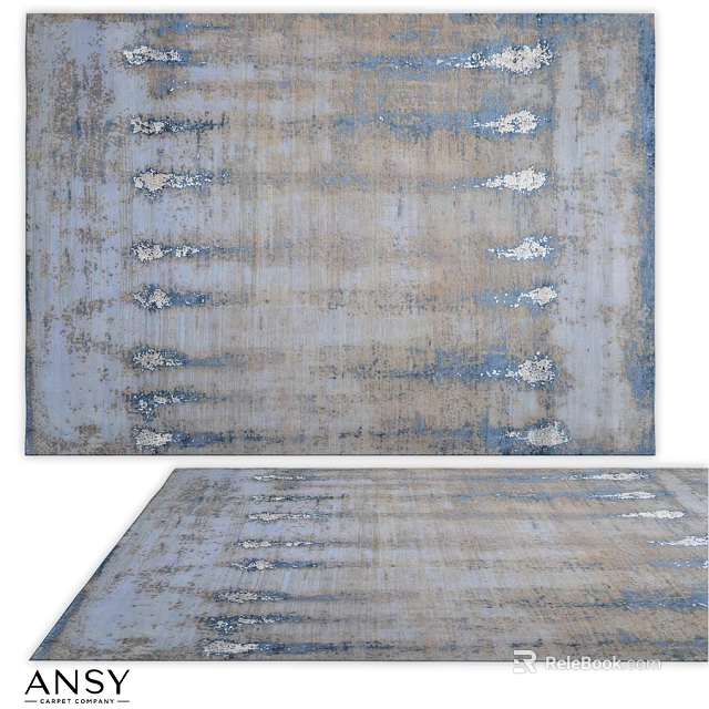 Square Rug With Abstract Gray And Blue Pattern For Modern Home Decor 3d model 