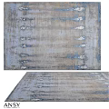 Square Rug With Abstract Gray And Blue Pattern For Modern Home Decor