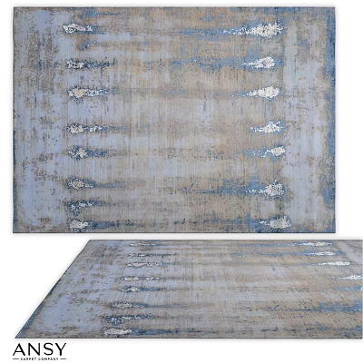Square Rug With Abstract Gray And Blue Pattern For Modern Home Decor 3d model