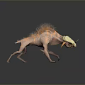 Fierce Game Movie Fantasy Monster Character With Brown Pink Skin Orange Mane And Horned Head
