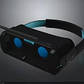 Modern VR Headset Device With Black Frame And Blue Accents 3d model