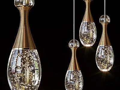 Elegant Crystal Chandelier With Brass Frame Modern Decorative Hanging Pendant Lighting Fixture 3d model