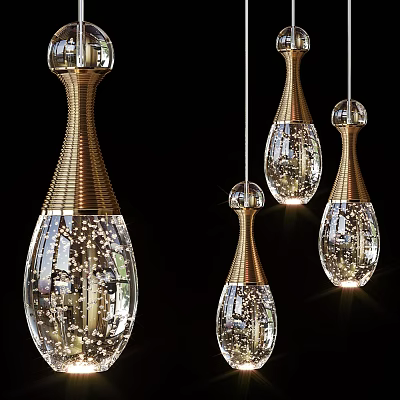 Elegant Crystal Chandelier With Brass Frame Modern Decorative Hanging Pendant Lighting Fixture 3d model