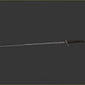 Medieval Sword With Metal Blade Decorative Hilt Wooden Grip And Gray Background