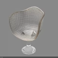 Modern Accent Chair With Grid Design Unique Shape And Transparent Glass Base For Contemporary Spaces