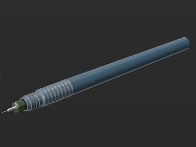 Blue Slim Drawing Tool With Green Tip And Spiral Grip For Art Creation 3d model