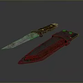 Rusted Metal Weapon Knife With Sharp Blade And Matching Sheath 3d model