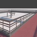 Modern Red Bridge Structure With Unique Square Frame And Walkway Design 3d model
