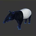 Game And Movie Character Tapir With Black And White Body Long Snout Standing Pose