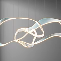 Modern Intertwined Chandelier with Curved Illuminated LED Strips for Contemporary Home Interior