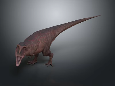 Realistic 3D Dinosaur Model With Open Mouth And Reddish Brown Skin Texture 3d model